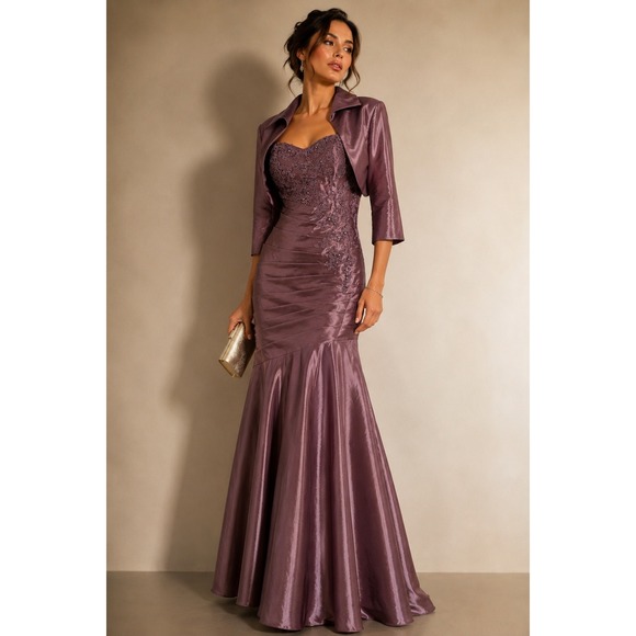 Jade By Jasmine Dresses & Skirts - Jade Lavender Beaded Mermaid Gown & Bolero Set Size 8 Formal Mother of the Bride